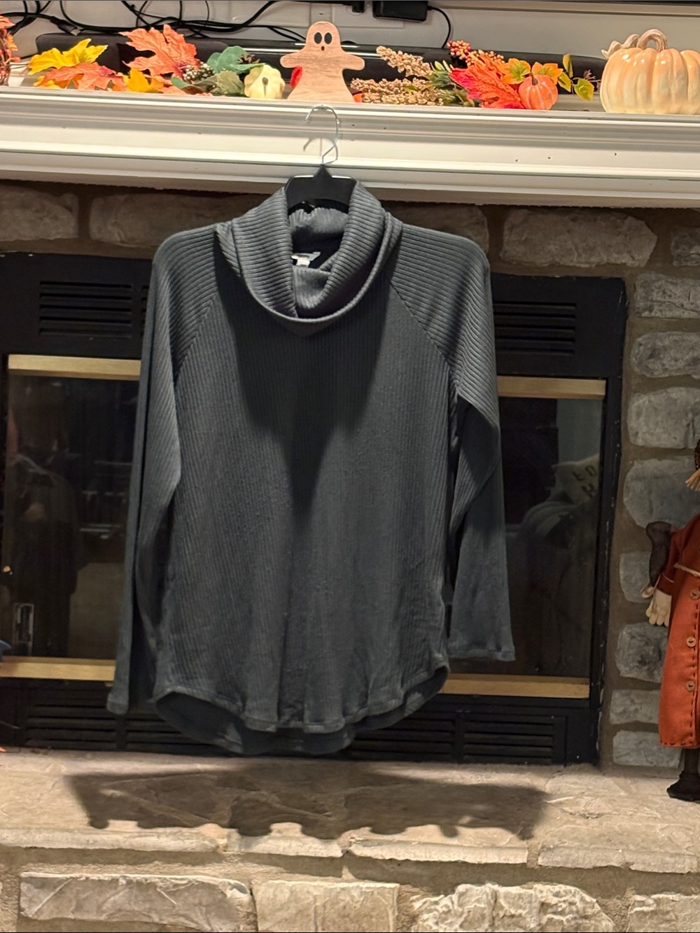 Sonoma Green Ribbed Cowl Neck Top